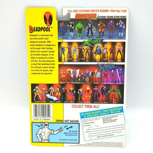 Deadpool Action Figure 1992 Cardboard Back Only X-Men Marvel Toy Biz - Picture 2 of 2